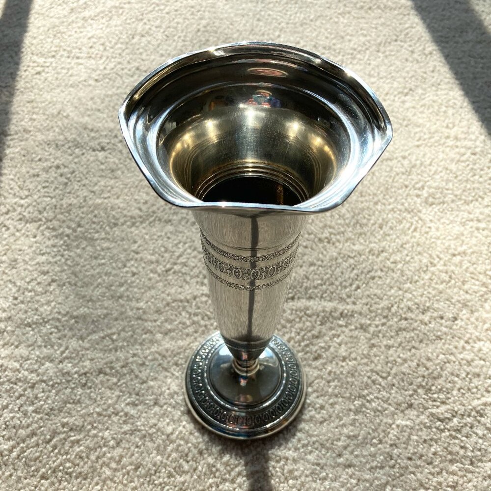 Vintage Clarence A. Vanderbilt Fluted Sterling Silver Vase